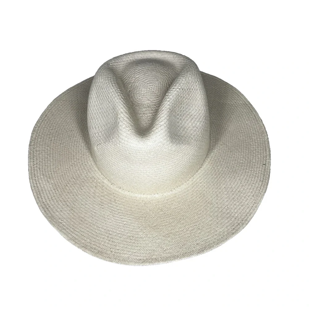 Woven Straw Panama Fedora Sun Hat Santa Fe Hat Co Montecristi Size 60 XL Damaged